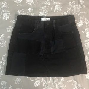 Mango Patchwork Denim Mini Skirt